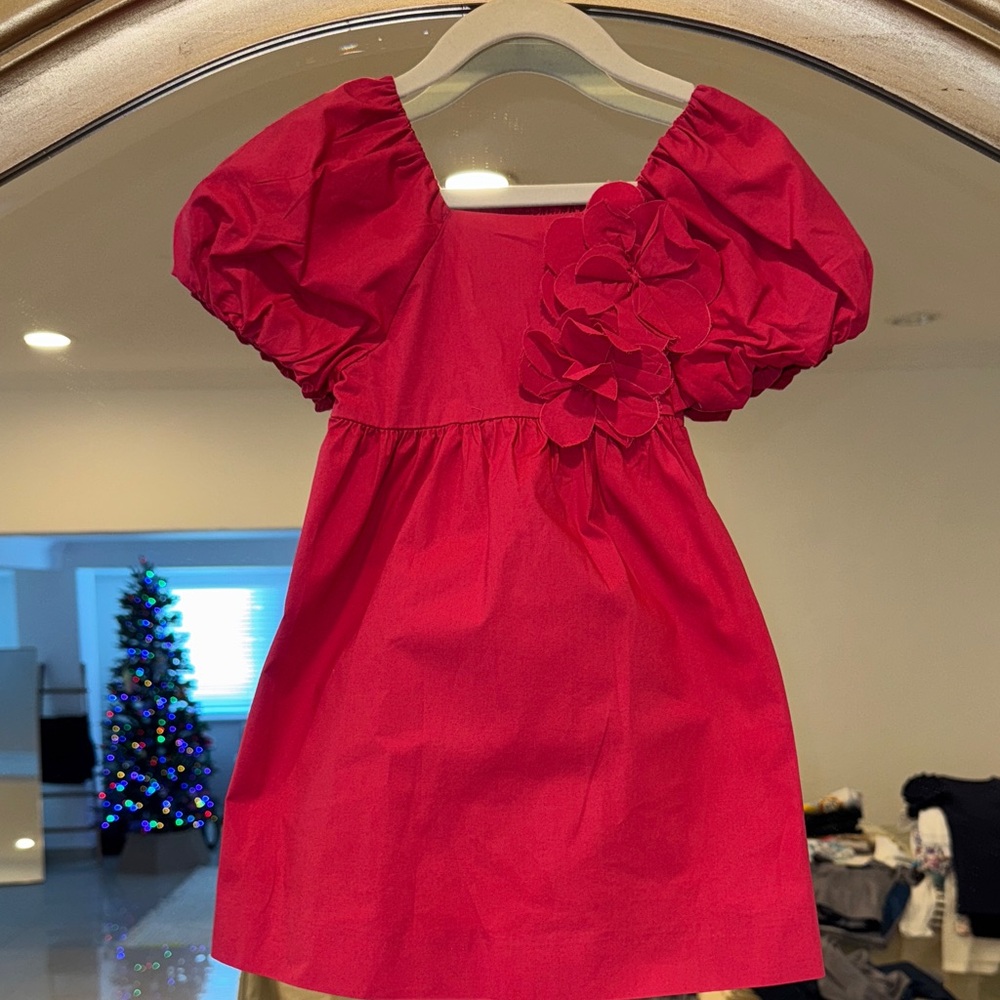 Zara Fuscia Pink Kids Dress with Floral Accents